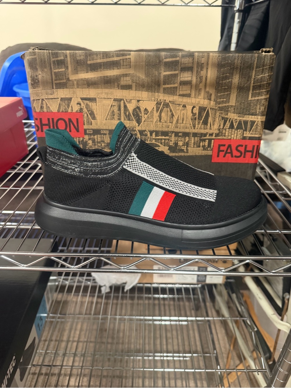 Fashion Shoes Men’s Slip On Fashion Sneakers Black Green Red Size 9 M US